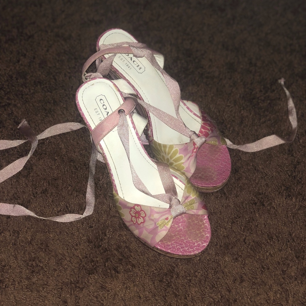 COACH Pink Rachel Platform Wedge